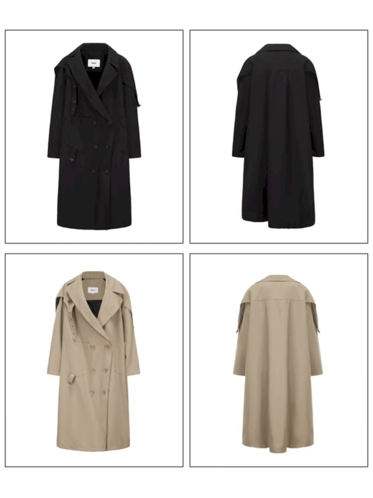 Double Breasted Buckle Strap Trench Coat