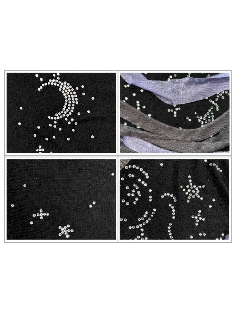 Starry Night Rhinestone Long Sleeve T-Shirt