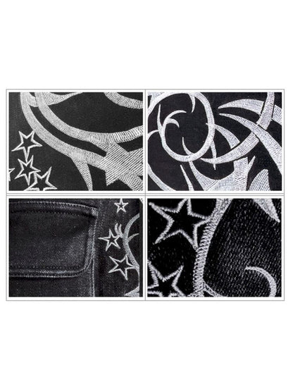 Totem Pentagram Embroidered Jeans