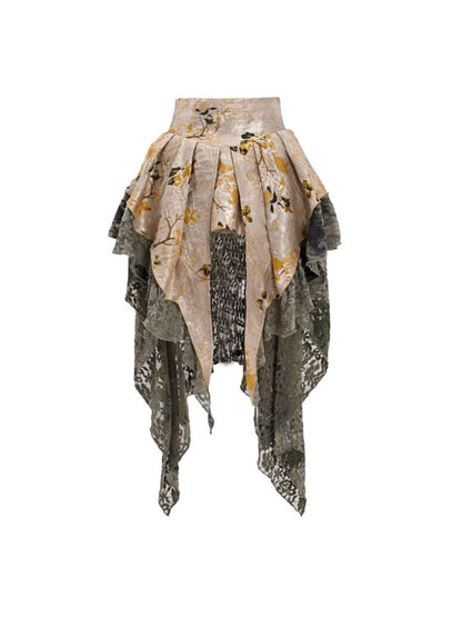 Jacquard Chenille Lace Trailing Half-body Skirt