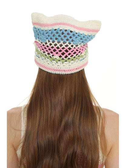 Hand crocheted knit hat