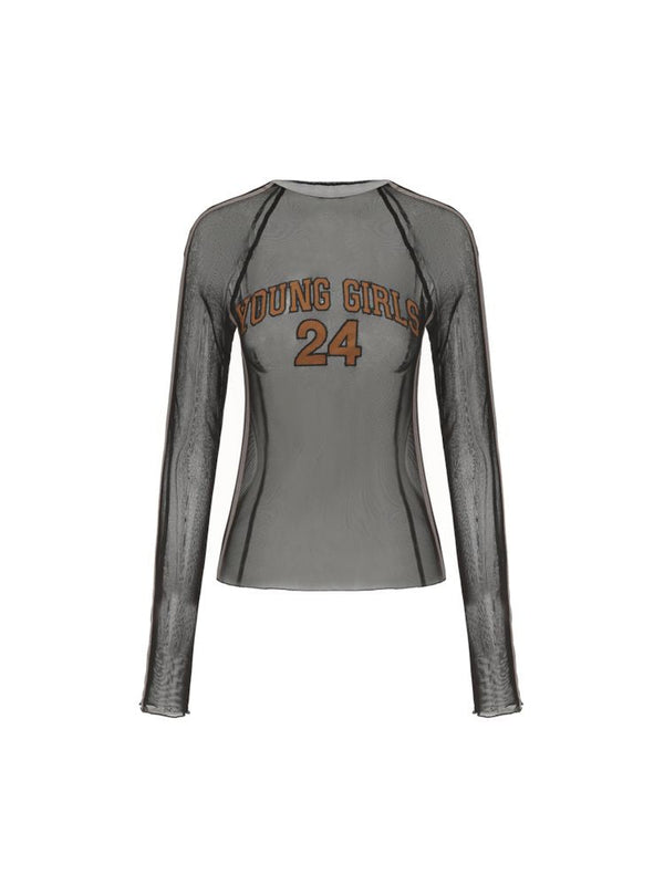 Skinny and thin mesh bottoming shirt