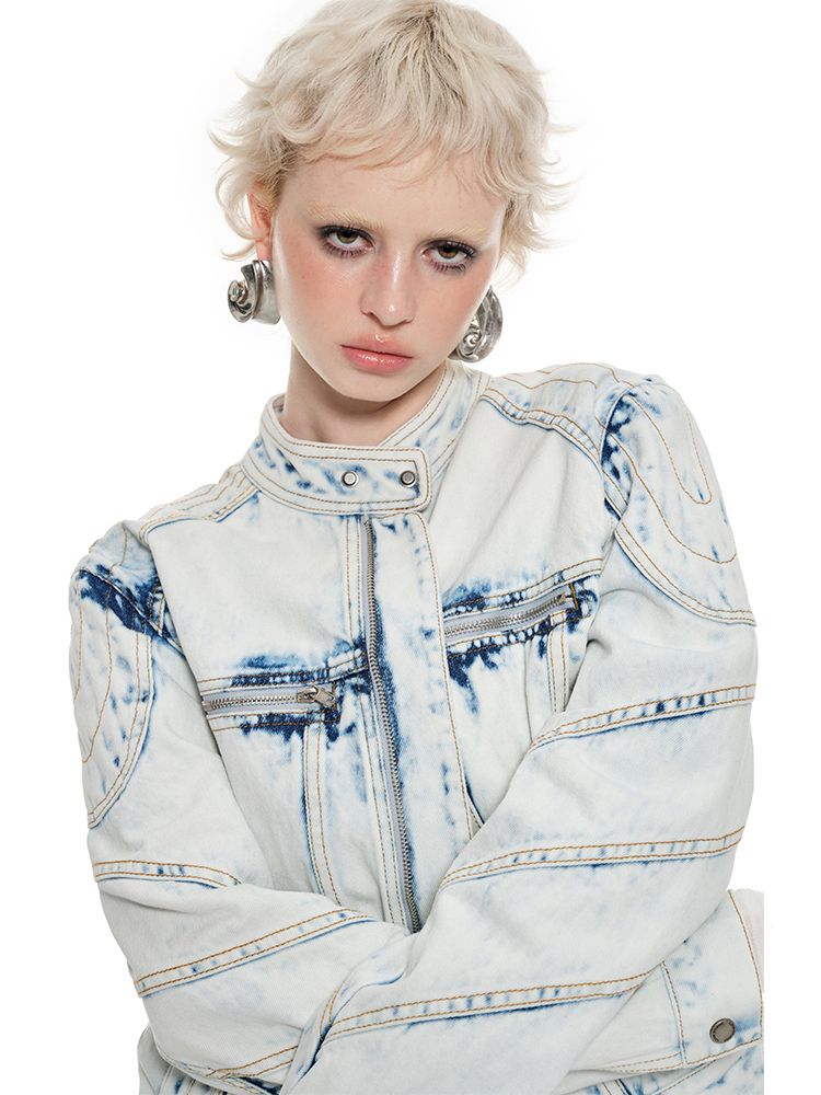 Loose Denim Biker Jacket