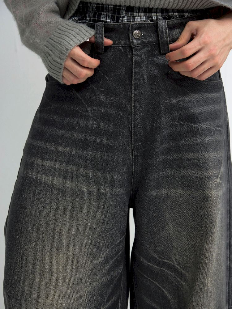 Washed Black Wide Leg Jeans