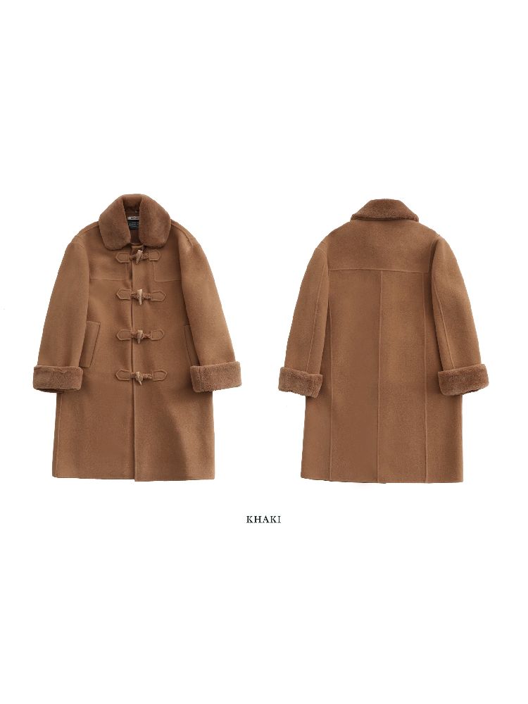 Removable Leader Lapel Wool Cowl Coat