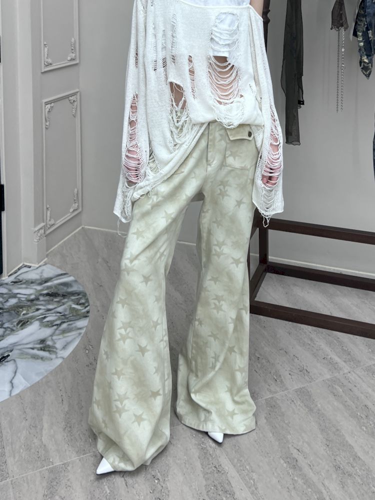 Loose Draped Full Printed Wide Leg Pants