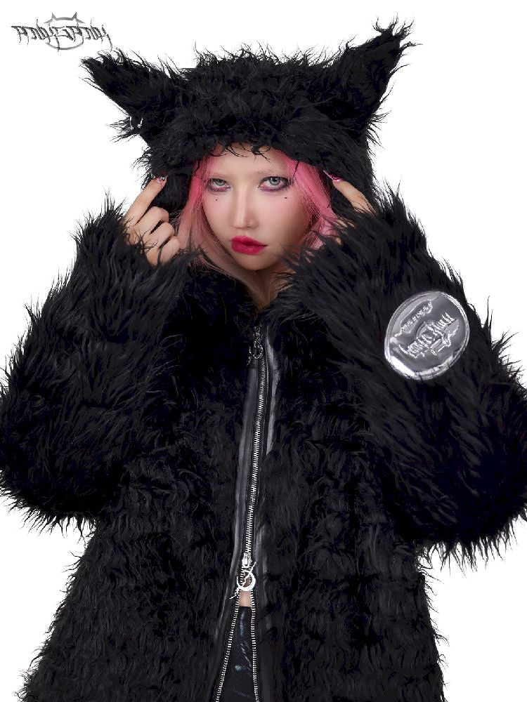 Cat Ear Demon Hooded Punk Fur Coat