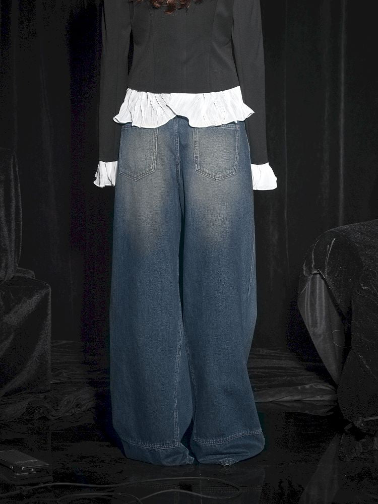 Wide-legged Vintage Skinny Spliced Jeans