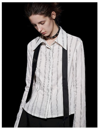 Long Sleeve Autumn Temperament Striped Shirt