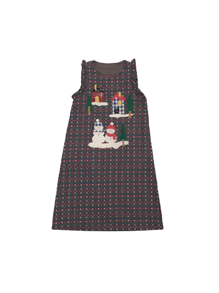 Dot Wool Tweed Gray Christmas Vest Dress