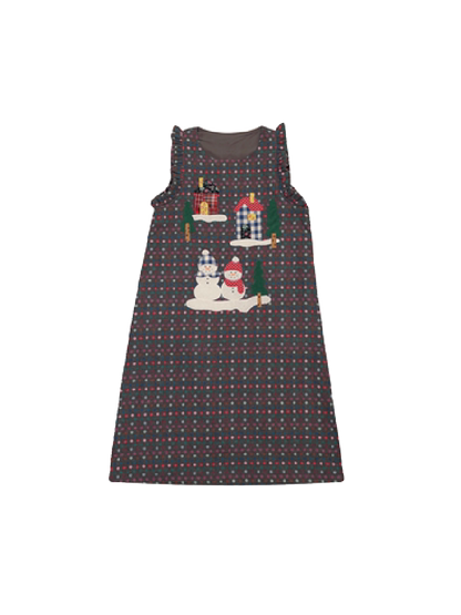 Dot Wool Tweed Gray Christmas Vest Dress