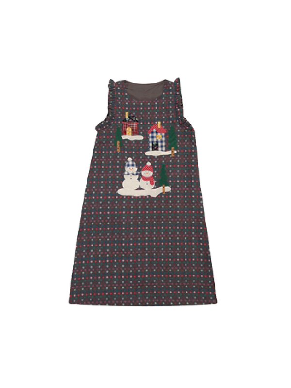 Dot Wool Tweed Gray Christmas Vest Dress