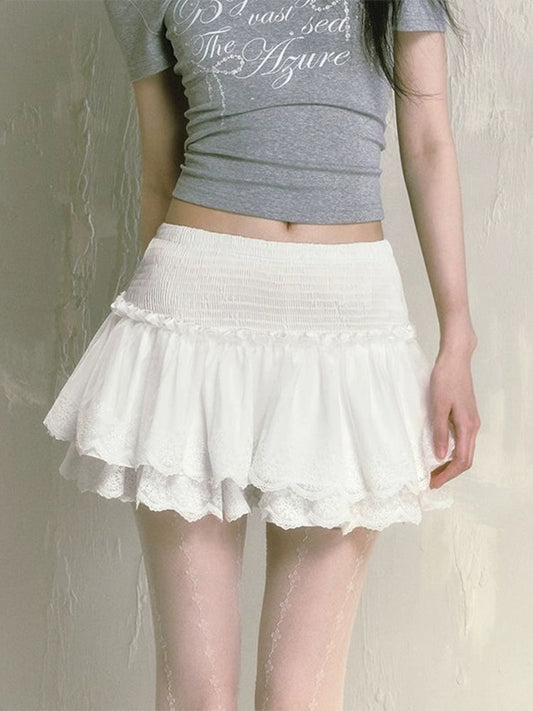 White pure desire high waist cake skirt