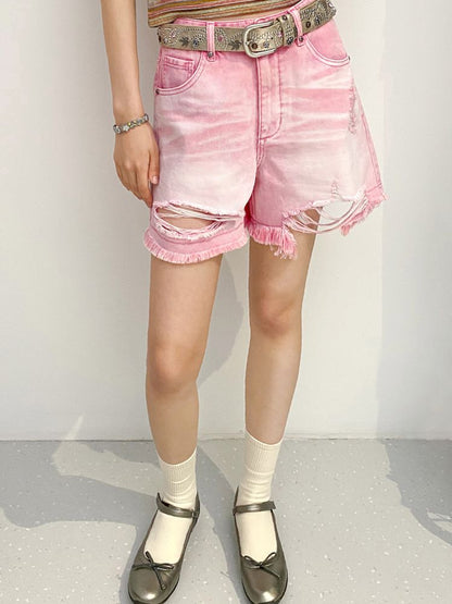 "Shibuya Swing" Denim Ripped Shorts