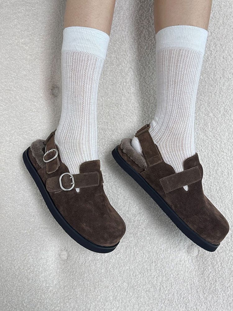 Double Buckle Suede Birkenstock Slippers