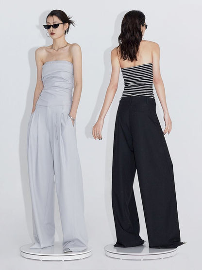 Pinch Pleat Wide Leg Suit