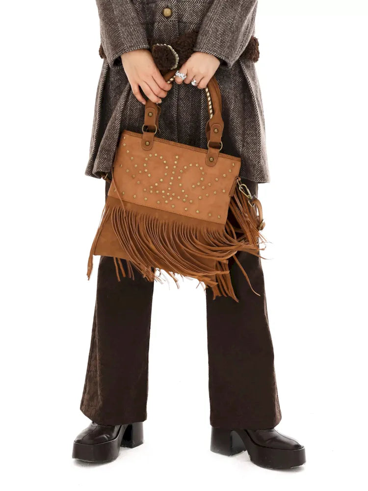 Handheld Crossbody Dual Purpose Tassel Bag