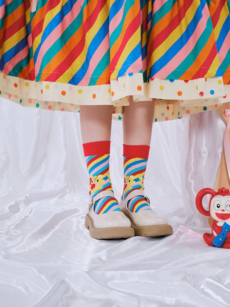 Colourful rainbow day jacquard socks