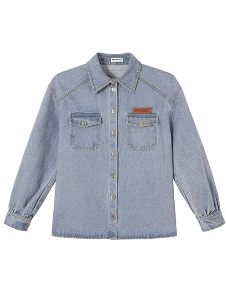 Embroidered denim shirt