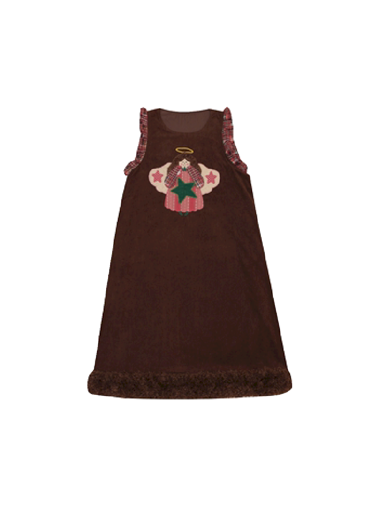 Cherub Color Plaid Appliqué Corduroy Vest Dress