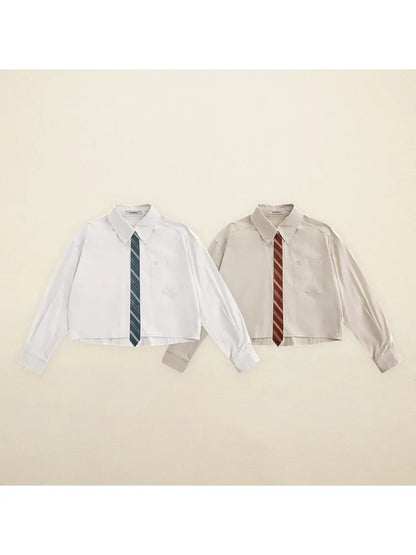 Label Pocket Intercolor Tie Short Shirt