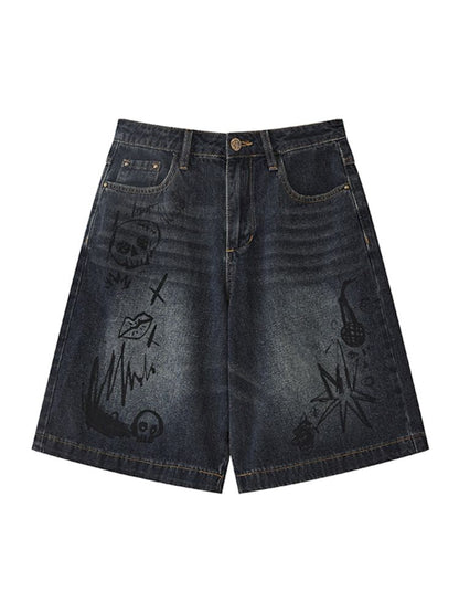 Denim shorts straight casual five-quarter pants