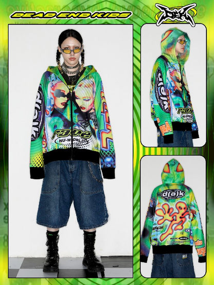 Retro Street Alien Loose Hooded Jacket