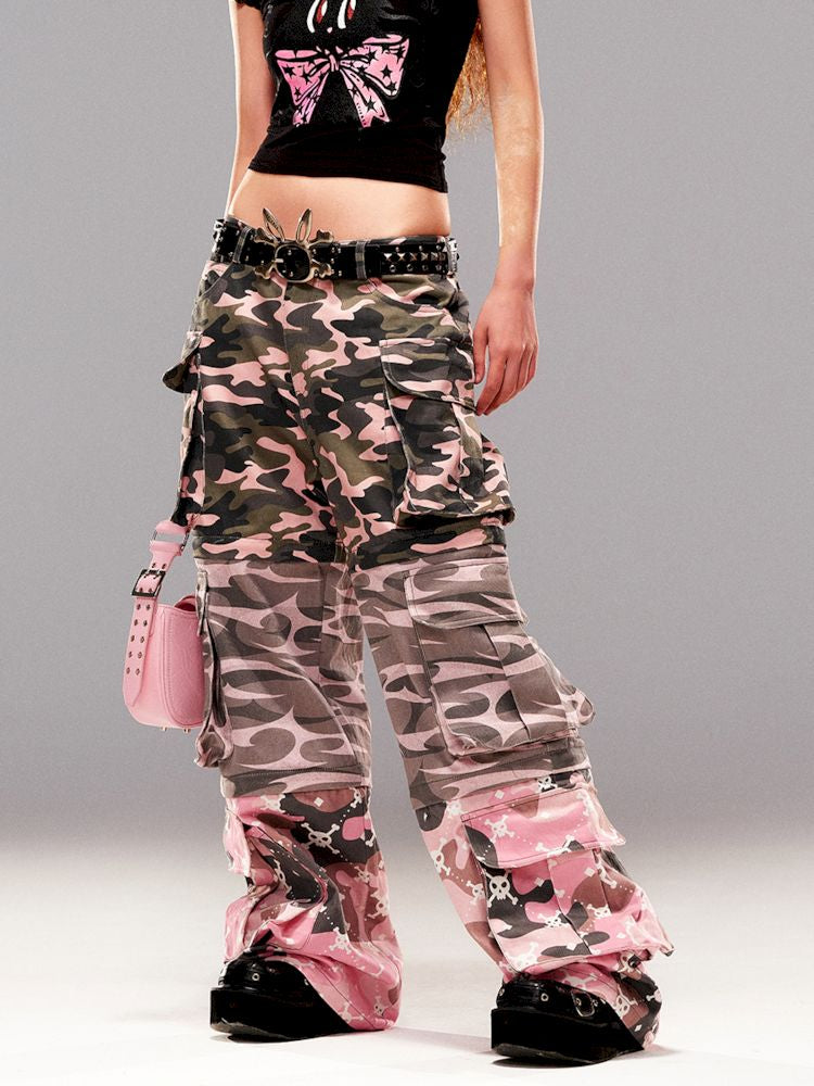 Camouflage-Print abnehmbare Jeans 