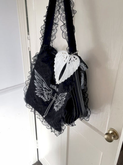 Lace Wings Embroidered Canvas Bag