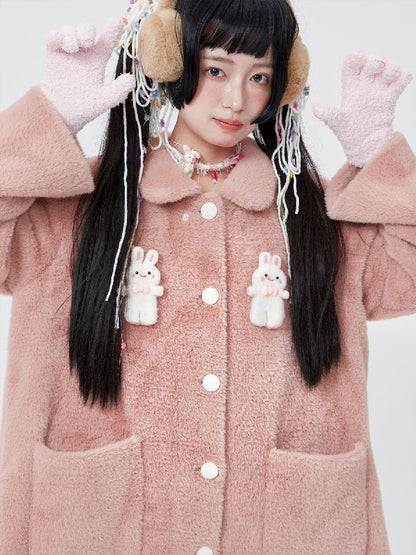 Retro Cute Rabbit Tweed Coat