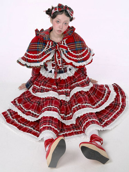 Christmas Red Plaid Cake Dress