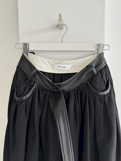 Waist Head Pleated Linen Half Skirt