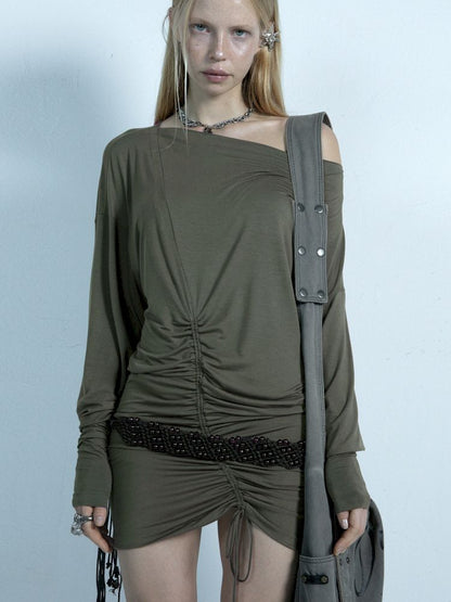 Drawstring One Shoulder T-Shirt