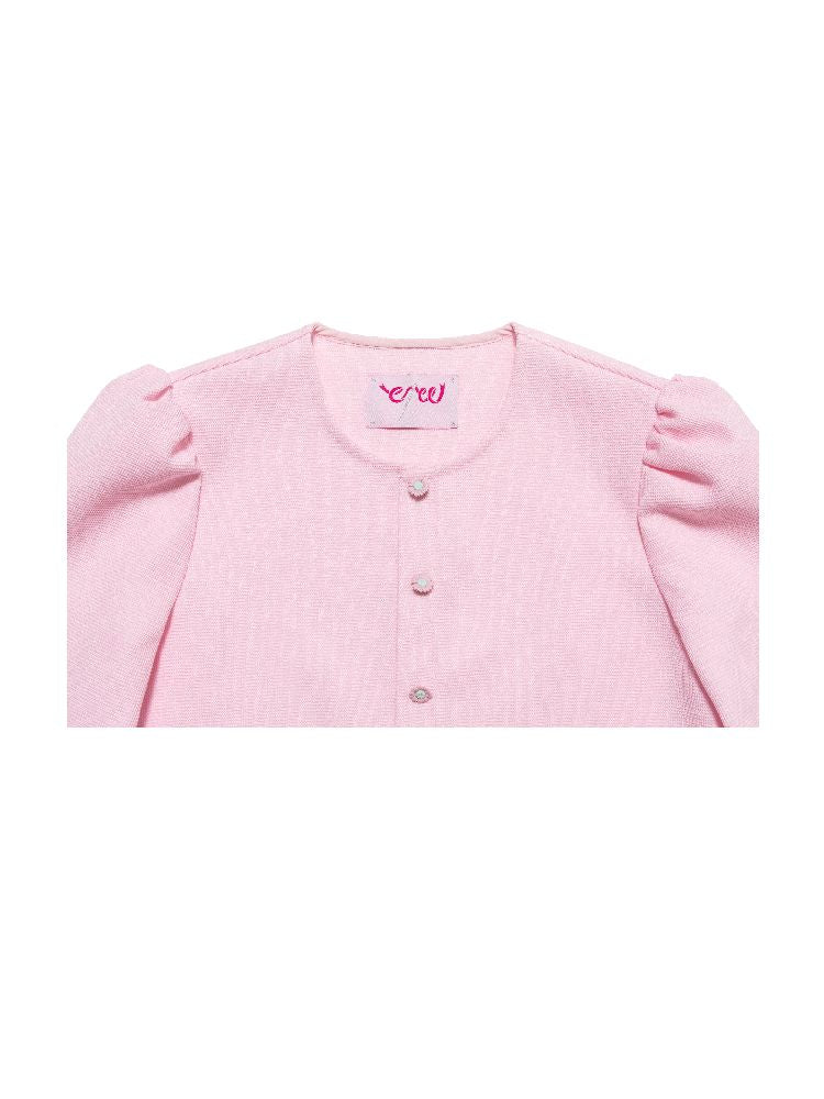 Baby Pink Waffle Loose Long Sleeve Jacket