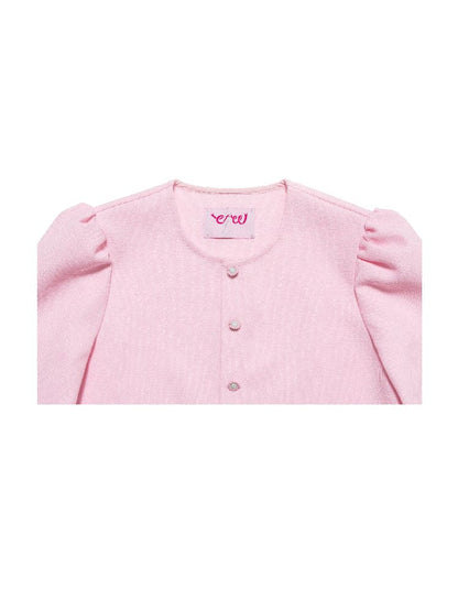 Baby Pink Waffle Loose Long Sleeve Jacket