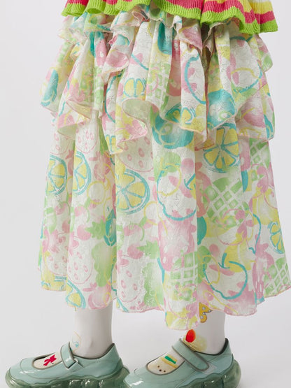 Fruit Printed Umbrella Skirt