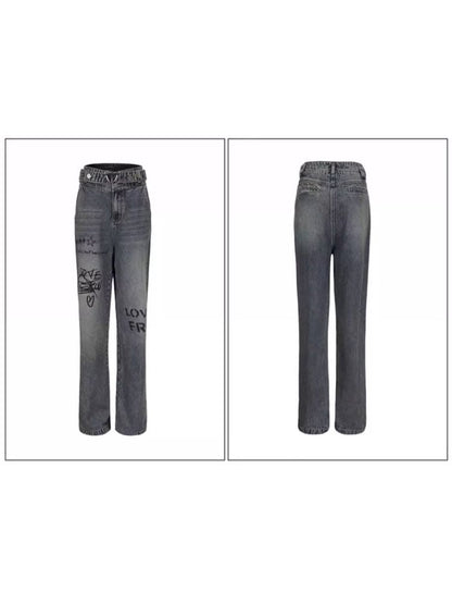 Casual loose American vintage wide-leg women's jeans