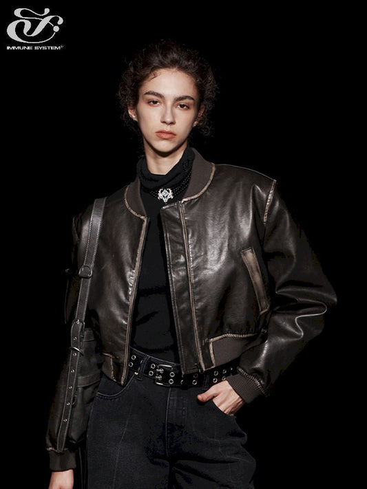 Stream Cotton Aged Leather Jacket