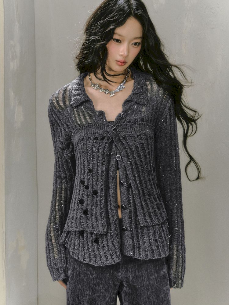 Two Piece Design Knitted Cardigan