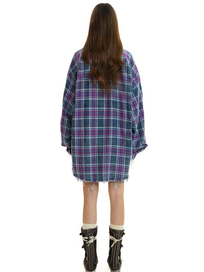 Checkered long-sleeved shirt