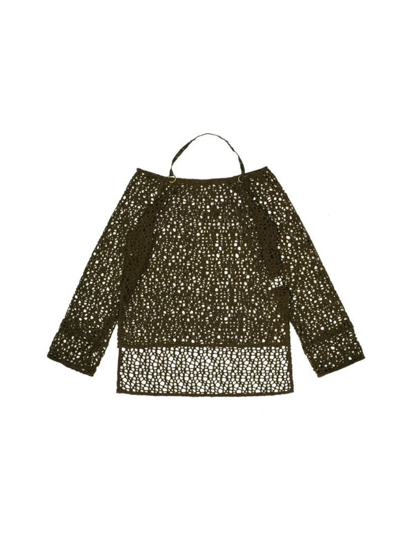 Hollow Mesh Blouse Long Sleeve Tunic