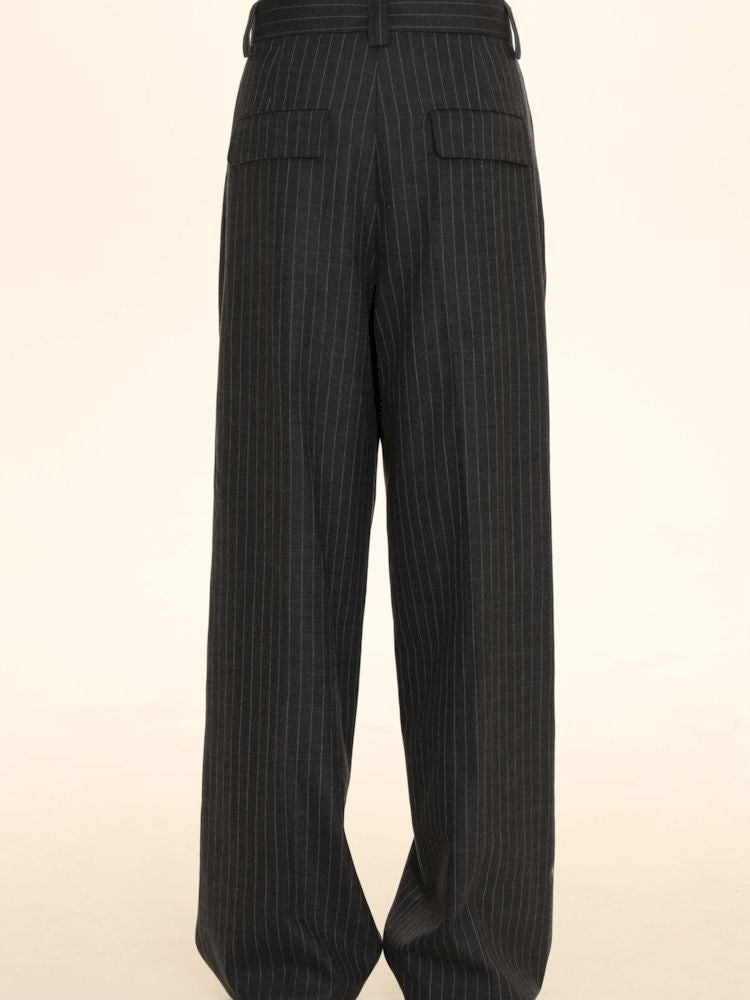 Weave vertical bar straight pants