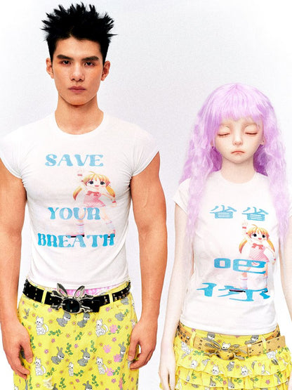 "Save It" Glitter Print T-Shirt