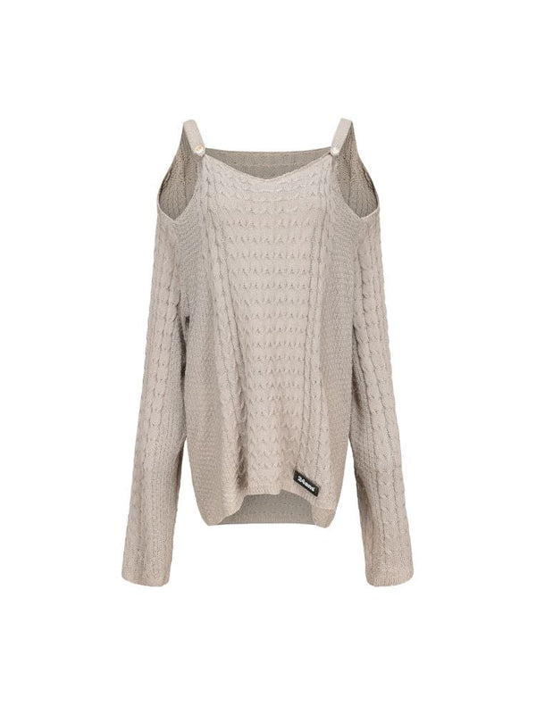 Off-the-shoulder design knitwear