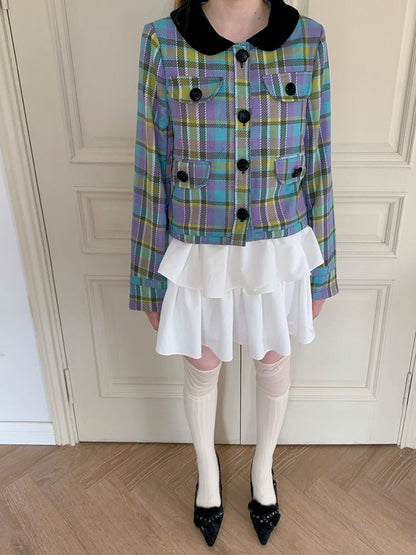 Plaid College Style Thin Jacket