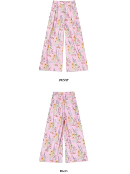 Pink Flower Wide Leg Pants