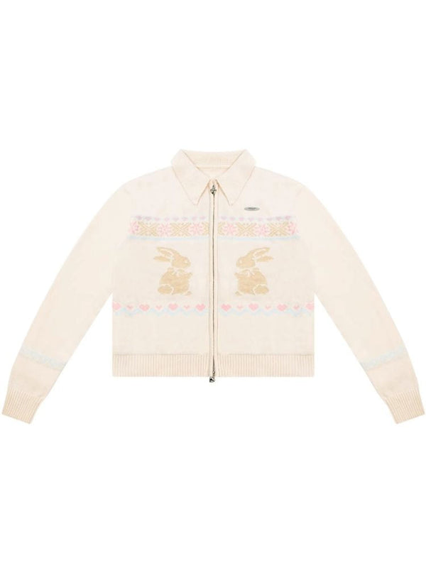 Rabbit Fair Isle polo neck zipper sweater