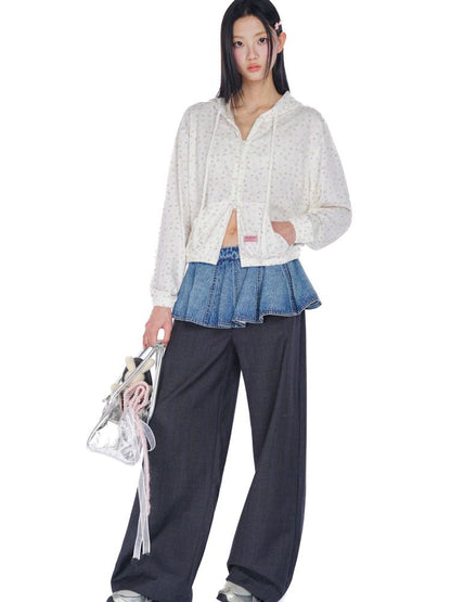 Ultra Short Fart Curtain Patchwork Denim Pants