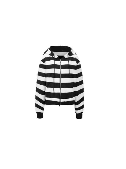 Punk Clashing Stripes Hooded Sweatshirt