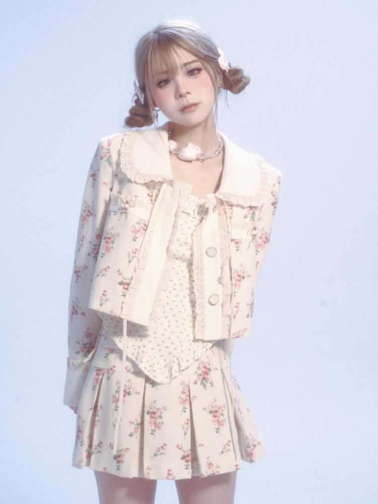 Sweet floral doll collar lace floral jacket